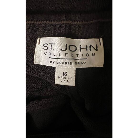 St. John Collection Marie Gray Dark Brown Santana Knit Pants16 - Picture 4 of 4